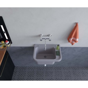 Lavabo ovale da parete per lavapanni 50x34 cm grigio in Solid Surface facile da pulire - Product Image 4