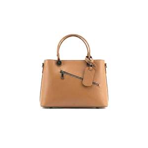 Borsa a Spalla Strutturata da Donna in Vera Pelle, Realizzata a Mano in Italia, con Due Cinghie e Chiusura a ZIP, Art. Moda. 25387 - Product Image 1