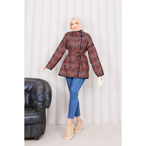 Ethnic <b>Pattern</b> <b>Quilted</b> <b>Jacket</b> with Reversible Satin Outer Floral Linen Lining XL Polyester/Cotton Filling for Spring Autumn - Product Image 1