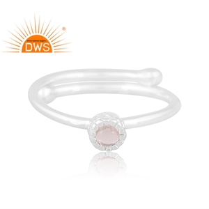 Anillo apilable de piedras preciosas de Aguamarina natural de plata de ley fina de la mejor calidad, fabricante de joyería personalizada - Product Image 2
