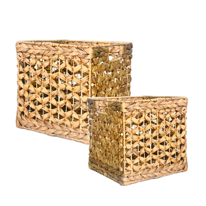 PANIER DE HYACINTHE D'EAU en Rotin à Motif de Fleurs Écologiques avec Cadre en Fer Améliorez Votre Décoration Intérieure Organisateur de Blanchisserie - Product Image 1