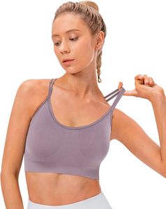 Sujetador deportivo Reversible con espalda cruzada para mujer, Sujetador deportivo con tiras acolchado, soporte medio para entrenamiento, Fitness, Yoga, disponible en talla mediana - Product Image 1