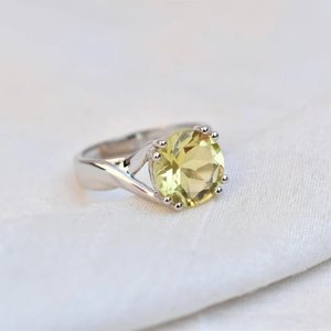Lemon <b>Quartz</b> Stone 925 Silver Classic Romantic Design <b>Ring</b> Women Fine Jewelry Wholesale Bulk - Product Image 3