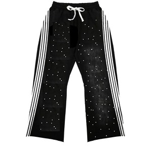 Pantalon de jogging Hip Hop de luxe pour homme Pantalon de survêtement évasé Rhinestone Sparkle Diamond Trendy Streetwear Logo Waist Light - Product Image 6