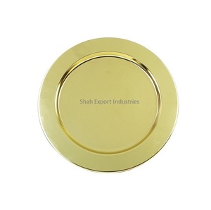 Assiette de présentation en acier inoxydable peinte à la main, forme ronde, sans danger pour les aliments, personnalisable pour la maison, les mariages, les fêtes, la vaisselle de table - Product Image 3