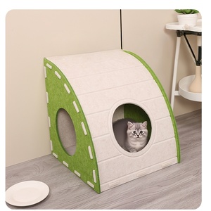 Grand Lit pour Chat en Laine Moderne Résistant à l'Usure Non-Pelucheux Chaud Confortable Maison pour Animaux de Compagnie Intérieure avec Plusieurs Entrées pour un Sommeil Profond - Product Image 1