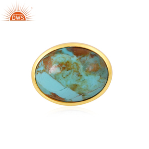 Anillo de plata de ley chapado en oro de 18 quilates superventas, anillo turquesa Natura Kingman, colección de anillos antiguos, fabricante de joyas - Product Image 2