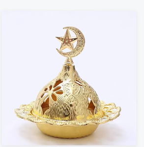Quemador de incienso de lujo, Metal dorado, acabado pulido, acero inoxidable, estilo decente árabe, soporte de incienso, difusor de aromaterapia - Product Image 3