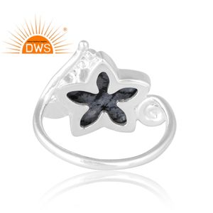 Meilleure vente 925 argent Sterling naturel flocon de neige obsidienne bague en pierres précieuses bijoux personnalisés pour les femmes cadeau pour elle - Product Image 2