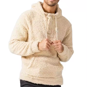 Sweat à capuche unisexe personnalisé en polaire épaisse - Respirant, séchage rapide, polyester/coton, couleur unie, manches longues, sport, gym - Product Image 4