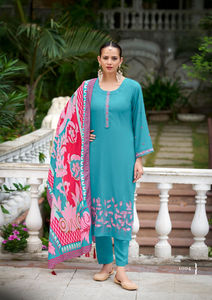 Ready-Made <b>Viscos</b> Roman Silk with Inner jacquard with Digital Print Kurti Set Collection for Women - Product Image 6