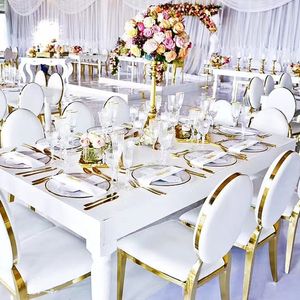 Chaises de luxe dorées en O pour réception de mariage, banquet, événement, extérieur, fête - Product Image 2