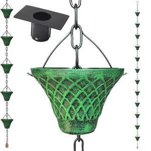 Chaîne de pluie en cuivre et acier inoxydable personnalisée Gouttière de descente en métal plaqué antirouille Fabrication d'ornements de jardin Exportateur - Product Image 1