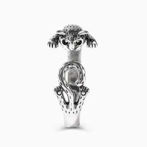 Bague ouverte réglable Jeulia en argent sterling plaqué or rose pour les amoureux des chats - Product Image 3