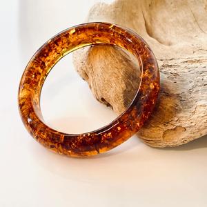 Bracelet jonc en ambre cognac, petit bracelet jonc, diamètre intérieur 56 mm, bracelet jonc en ambre ; bracelet en ambre fait main - Product Image 5