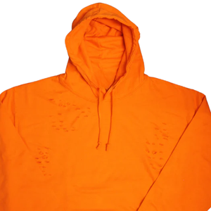 Oversized Distressed <b>Hoodie</b> Vintage Washed <b>Orange</b> Heavy Cotton Streetwear Loose Fit Pullover Hooded Sweatshirt For <b>Men</b> And Women - Product Image 5