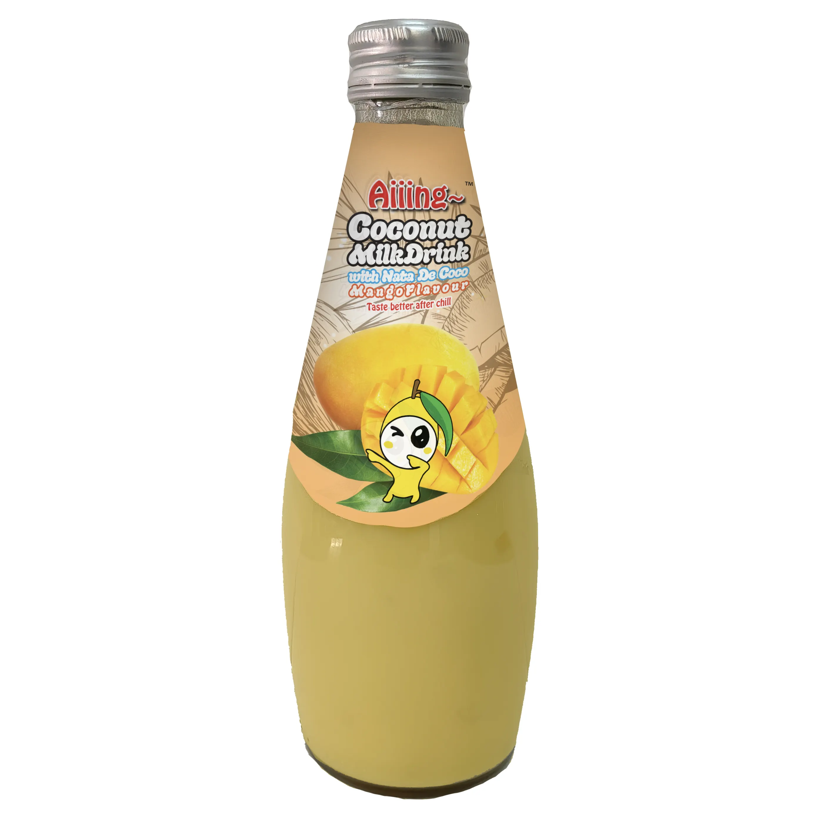 Aiiing Santan Kelapa dengan Nata De Coco-Rasa Mangga Santan Kelapa Jus Kelapa Nata De Coco 290Ml Botol Kaca