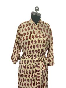 Botik ชุดเดรสลำลองสำหรับผู้หญิง, ชุดกิโมโนผ้าไหมพิมพ์ลายดอกไม้น้ำหนักเบา - Product Image 4