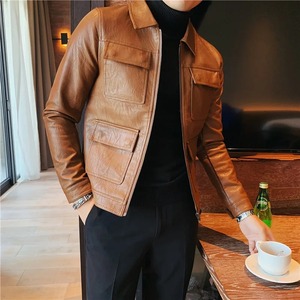 Chaqueta de cuero para hombre de invierno de alta calidad de moda de lana gruesa cálida ajustada abrigo de motorista hombres ropa chaqueta para hombres - Product Image 6
