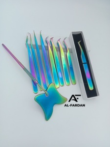 Wholesale Lash Extension <b>Tweezers</b> Made In Japanese Stainless Steel Smooth Plain <b>Eyelash</b> <b>Tweezer</b> Rainbow Color With Custom Logo - Product Image 6