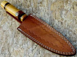 Cuchillo de cocina de chef de acero de Damasco hecho a mano personalizado con mango de madera de olivo Cuchillo de chef. - Product Image 6