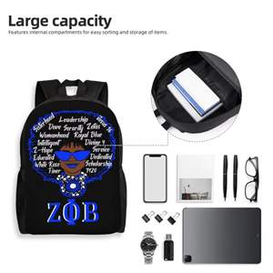 Zeta Phi Beta sac à dos en coton personnalisé fermeture à glissière Style décontracté pour les étudiants léger Durable grande capacité lettre - Product Image 4