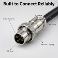 موصل طيران GX16M قابل للتخصيص، 2-8 أسلاك، كابل طاقة وإشارة ذكر وأنثى للحام