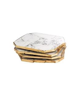 High Quality Hexagonal Marble <b>Coasters</b> with Gold Edges Premium Drinkware <b>Coasters</b> <b>Set</b> Elegant Tabletop Home Decor - Product Image 1
