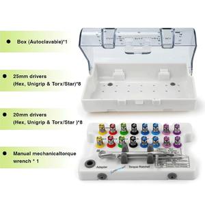 Kit de tournevis universel pour implants dentaires, autoclavable, avec clé dynamométrique pour implants dentaires, couple réglable de 10 à 70 Ncm, cliquet et 16 pièces - Product Image 6