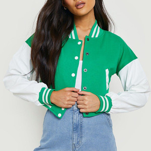 Chaqueta Universitaria Varsity de Invierno para Mujer, Modelo 2024, con Logotipo Personalizado, Bordado Chenille, Manga de Cuero, Oferta - Product Image 1