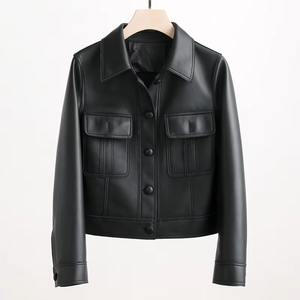 เสื้อโค้ทหนังแกะแท้ของผู้หญิงแจ็คเก็ตเข้ารูปโอเวอร์ไซส์สไตล์วินเทจแฟชั่นสำหรับฤดูใบไม้ผลิฤดูหนาว - Product Image 2