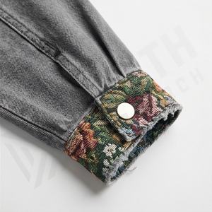 Veste en jean courte pour femmes, veste en jean délavée tendance, veste longue à manches longues pour femmes, vêtements décontractés élégants, streetwear, couleur personnalisée - Product Image 6