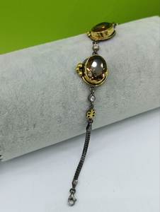 Pulseras Modernas Hechas a Mano en Plata con Baño de Oro y Negro, con Piedras Preciosas que Cambian de Color, 15g - Product Image 5