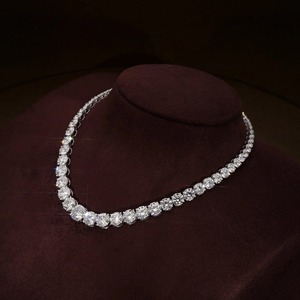 Oferta Especial: Collar de Cadena de Tenis con Diamantes de Moissanita Redondos VVS, con Cadena de Lujo con Incrustaciones de Plata 925 para Mujer - Product Image 2