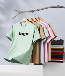 เสื้อยืดแขนสั้นของผู้ชายผ้าฝ้ายเนื้อนุ่มพิมพ์โลโก้ตามสั่ง - Product Image 1