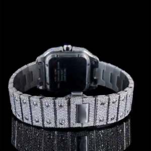 Caja de acero para reloj de diamante Moissanite de lujo hecha a medida con movimiento ETA Características mecánicas automáticas - Product Image 5