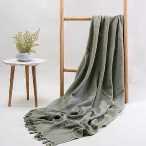 Algodón orgánico puro tejido a mano ecológico estilo americano cobertor sólido Vintage acolchado peso ligero boda de invierno - Product Image 2