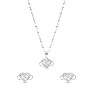 NOVAMART Fine 925 Sterling Silver Heart <b>Infinity</b> <b>Earrings</b> and Necklace Set-for Weddings Wholesale Export - Product Image 1