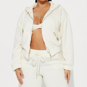 Ensemble de survêtement 2 pièces pour femme, logo personnalisé professionnel, hiver, uni, 100% coton biologique, respirant, pantalon de survêtement, jogging, sweat-shirt - Product Image 3