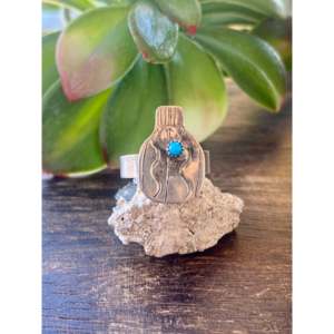 Anillo Kingman Tsosie de Philips, Turquesa, Plata de Ley, Talla 7.25, Estilo Religioso, Forma Geométrica, Engaste con Garras, Chapado - Product Image 1