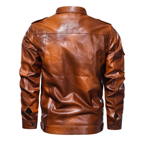 Chaqueta de cuero de vaca 100% Premium personalizada para hombre lona resistente al agua con cuello levantado color teñido liso - Product Image 6