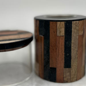 Juego de Quemadores de Incienso de Madera de Lujo con Incrustaciones, Diseño Geométrico en Blanco y Negro con Bandeja de Acrílico Transparente y Caja de Incienso para Regalo y Hogar - Product Image 2