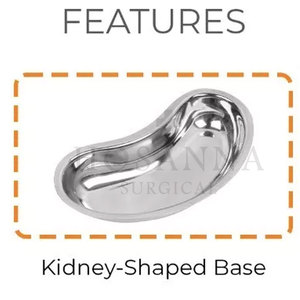 Bandeja médica de acero inoxidable con forma de riñón de 8 pulgadas, reutilizable, fácil de limpiar, bandeja para procedimientos quirúrgicos y hospitalarios - Product Image 4