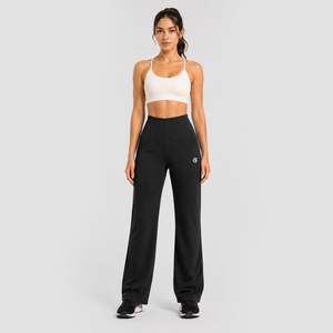 Pantalones Anchos de Cintura Alta Aira Move (Negro) Oversize Transpirables de Felpa con Cintura Elástica Teñido Liso Efecto Arrugado Holgados - Product Image 4