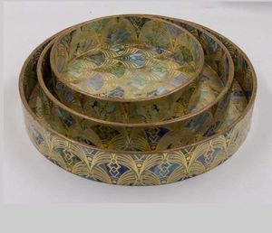 Venta al por mayor de regalos de promoción personalizada, mesa de té y café, plato para servir, bandeja de bambú de madera de Color dorado, bandeja grande para servir con asa - Product Image 6