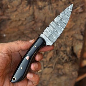 Couteau de chasse Damas de qualité supérieure pour le camping en plein air Gaine en cuir à lame fixe Support OEM personnalisable 3 ans - Product Image 5