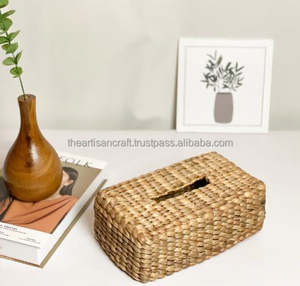ที่ใส่กระดาษทิชชู่หวายสานด้วยมือที่ใส่กระดาษทิชชู่ตกแต่งเป็นมิตรต่อสิ่งแวดล้อมธรรมชาติเหมาะสำหรับสำนักงานที่บ้านโดยงานฝีมือของช่างฝีมือ - Product Image 3