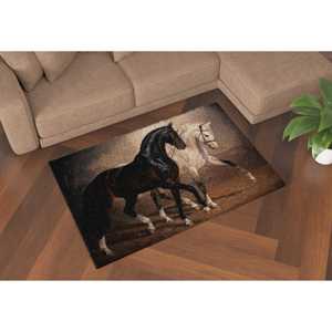 Alfombras para Caballos Blancas y Negras, Alfombra Estampada, Alfombra con Diseño de Animales, Alfombra Suave No Tejida - Product Image 2