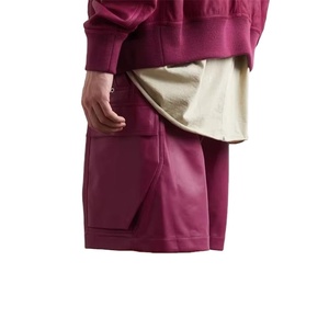 OEM Manufacturer High Quality Drawstring Exposed Zip <b>Cargo</b> <b>Pants</b> Patch Pocket <b>Leather</b> Shorts for Men New Style Short <b>Pants</b> - Product Image 3