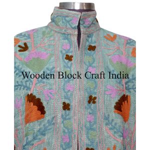 Veste courte pour femme en coton coloré tissé, brodée à la main, matelassée, respirante, réversible, écologique, automne-hiver - Product Image 3